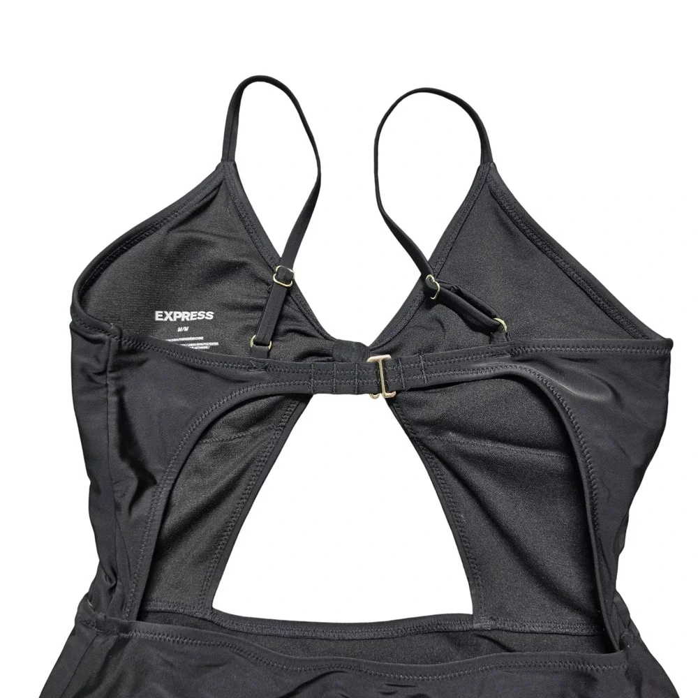 Cutout Tie Front Monokini One Piece Swimsuit Womens Medium Black Express